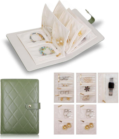 Travel jewelry organizer case for women open storage compartments