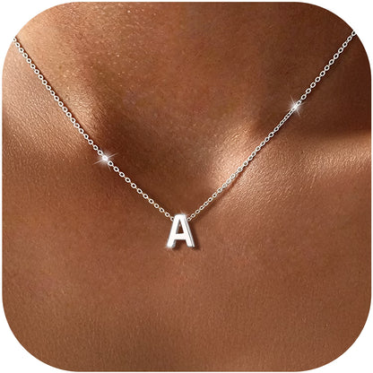 Sterling Silver Initial Necklace for Women Choker Necklace Dainty Waterproof Silver Letter a Pendant Hypoallergenic Jewelry Christmas Graduation Birthday Anniversary Gifts for Her