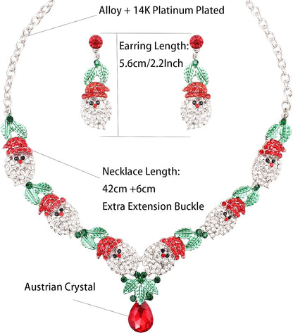christmas necklace earring jewelry set for women