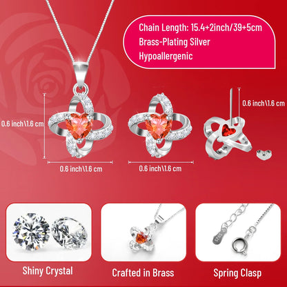 Eternal Rose Necklace Earrings Set Gift for Women