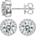 Moissanite Halo Earrings 0.2-4Carats(3-8Mm) Moissanite Stud Earrings 18K Gold over 925 Sterling Silver Earrings for Women Men D Color VVS1 round Cluster Stud Push Back Ice Out Ear Studs