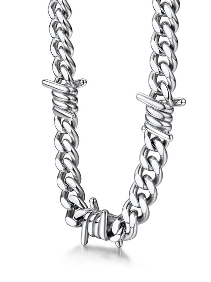 Thorns Cuban Chain Barbed Wire Necklace for Men – 9MM